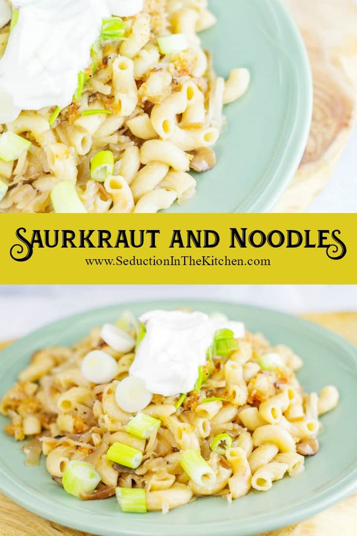 Sauerkraut and Noodles is a German side dish that is not only full of flavor but is very filling, that it can be a meal in itself.