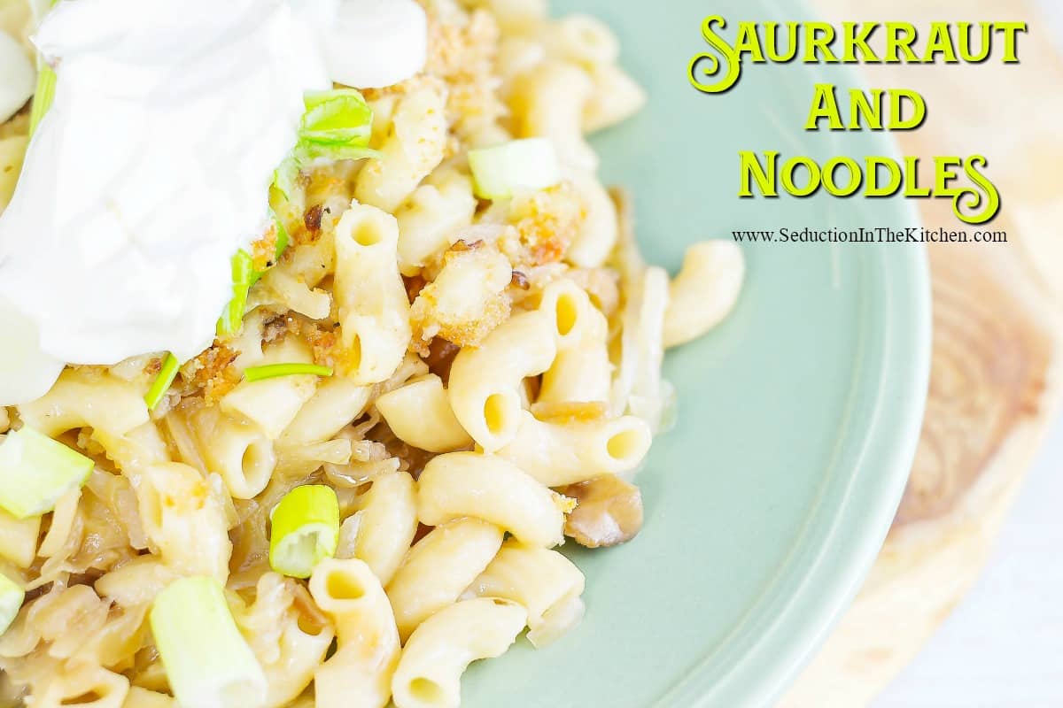 Sauerkraut and Noodles is a German side dish that is not only full of flavor but is very filling, that it can be a meal in itself.