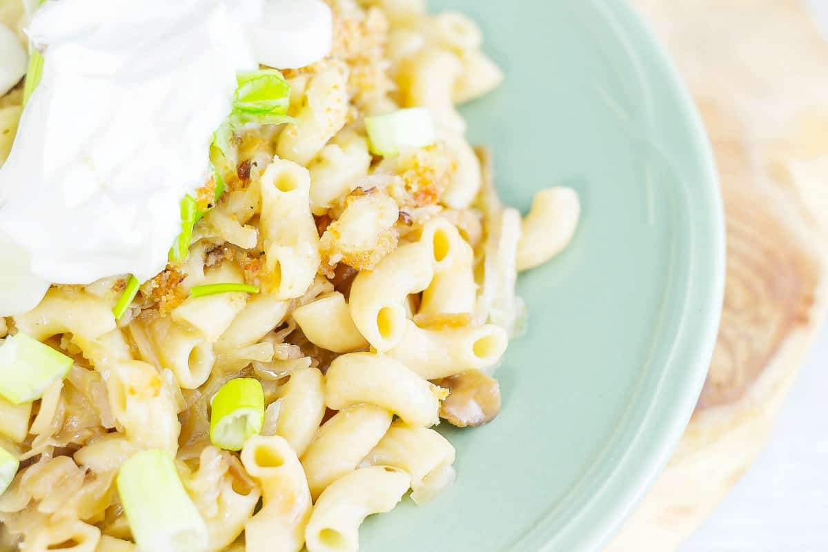 Sauerkraut and Noodles is a German side dish that is not only full of flavor but is very filling, that it can be a meal in itself.