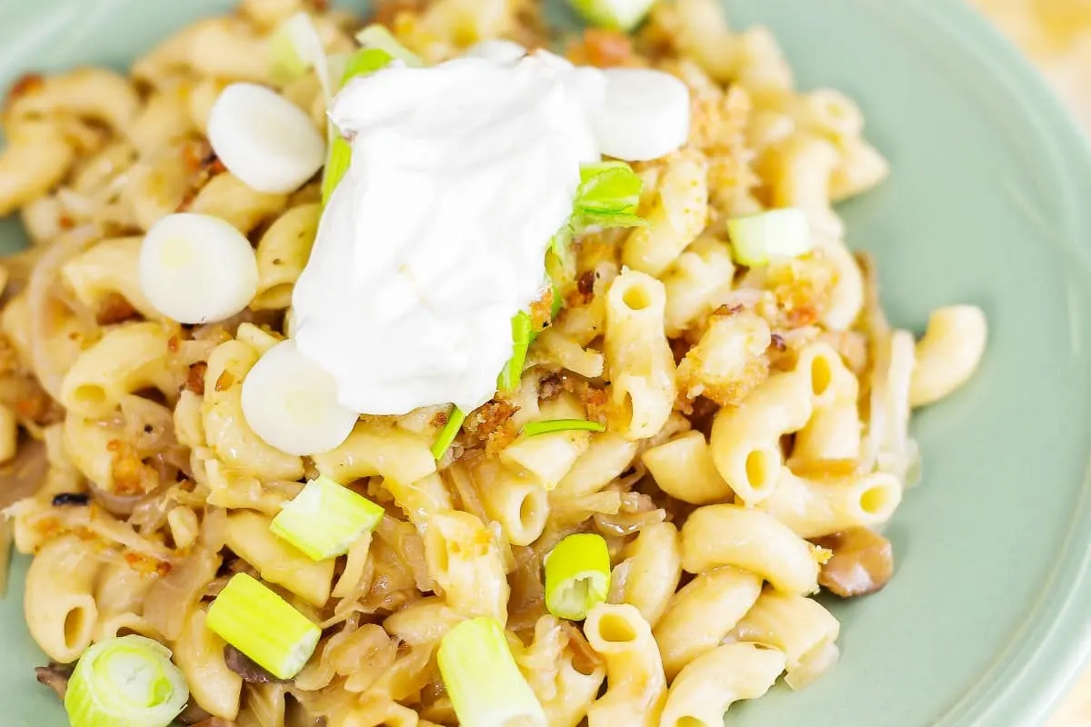 Sauerkraut and Noodles is a German side dish that is not only full of flavor but is very filling, that it can be a meal in itself.