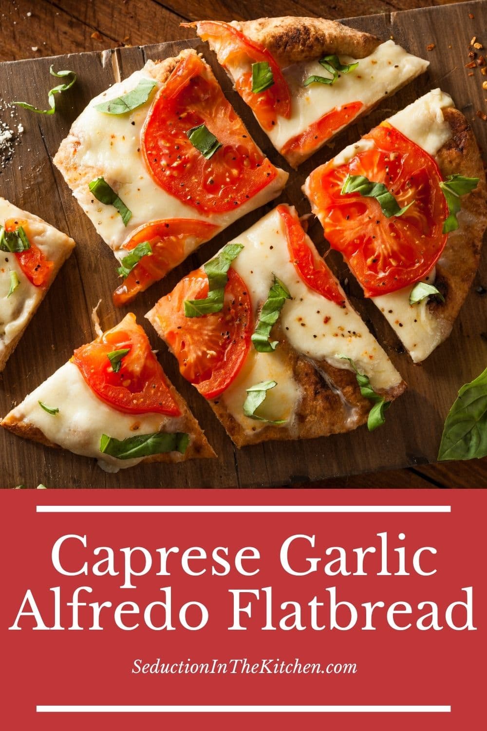 Caprese Garlic Alfredo Flatbread {Easy Alfredo Pizza}