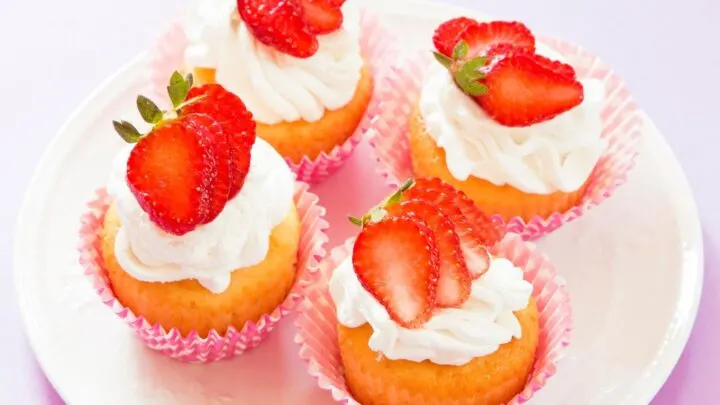 Strawberry Shortcake Whipped Cream Cupcakes