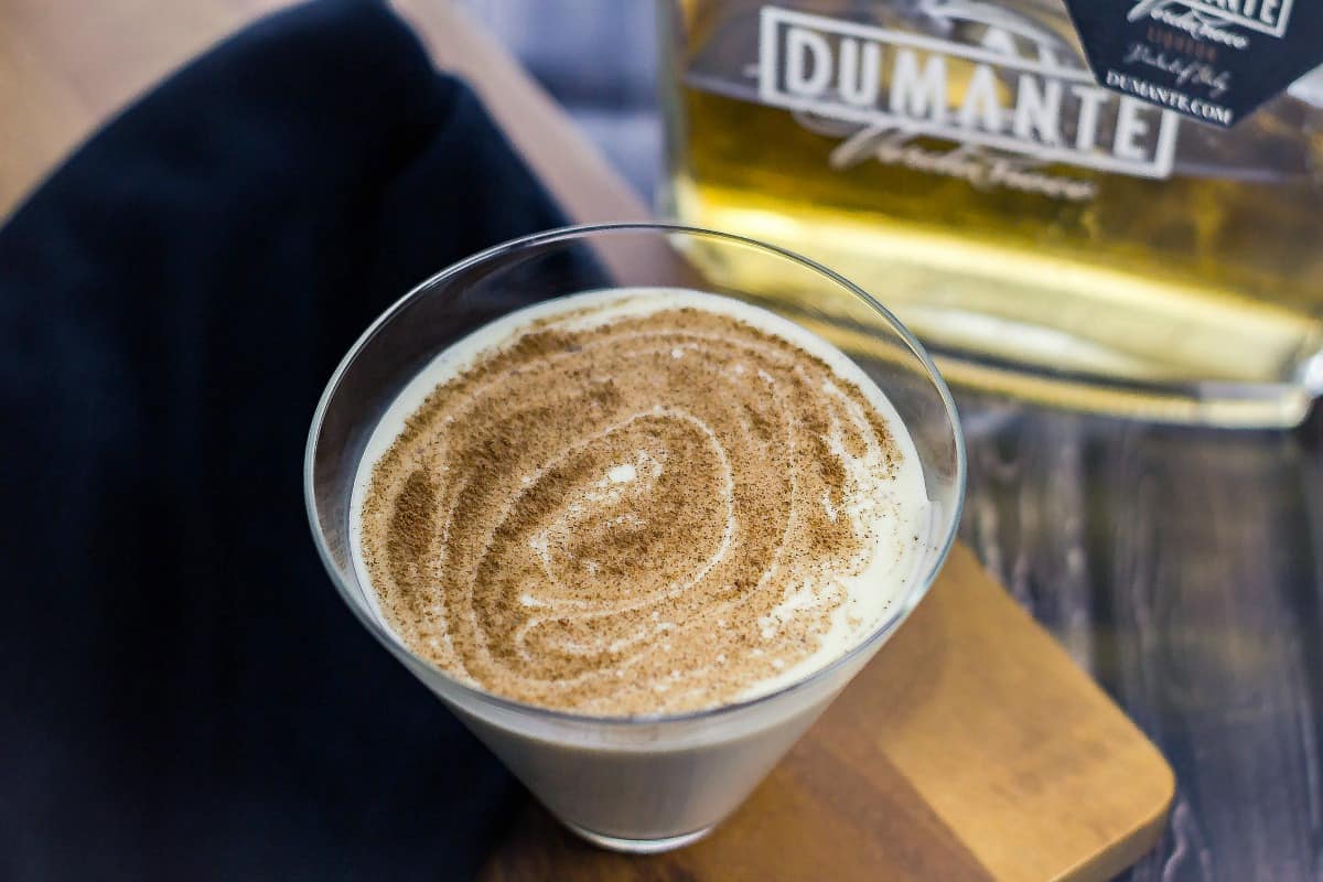 Dumante Italian Eggnog Martini is a special Holiday flavored martini that features Dumante Verdenoce liquor. It will be the highlight of your Holiday party.