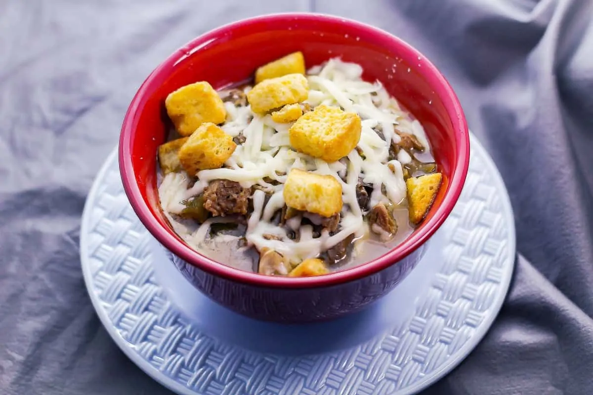 Slow Cooker Philly Cheese Steak Soup3