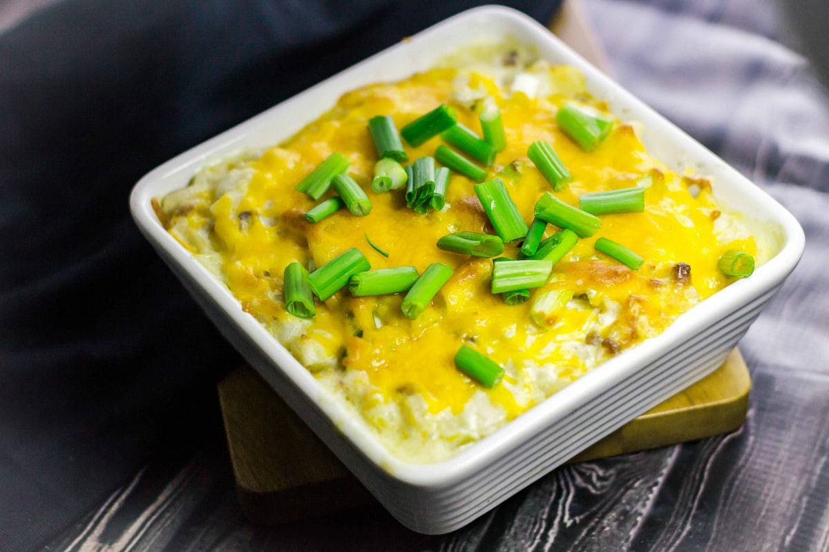 Loaded Mashed Cauliflower Casserole