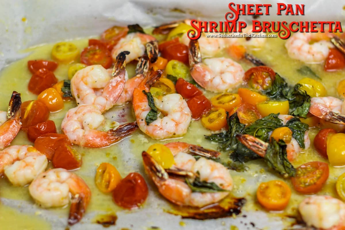 Sheet Pan Shrimp Bruschetta title