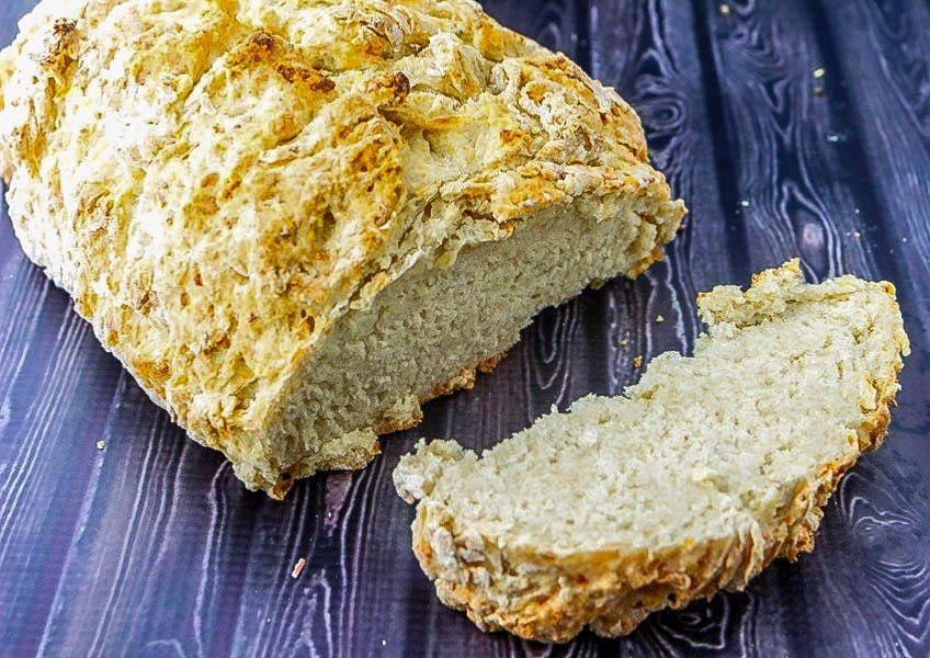 Swiss Cheese Hard Apple Ale Bread close up view