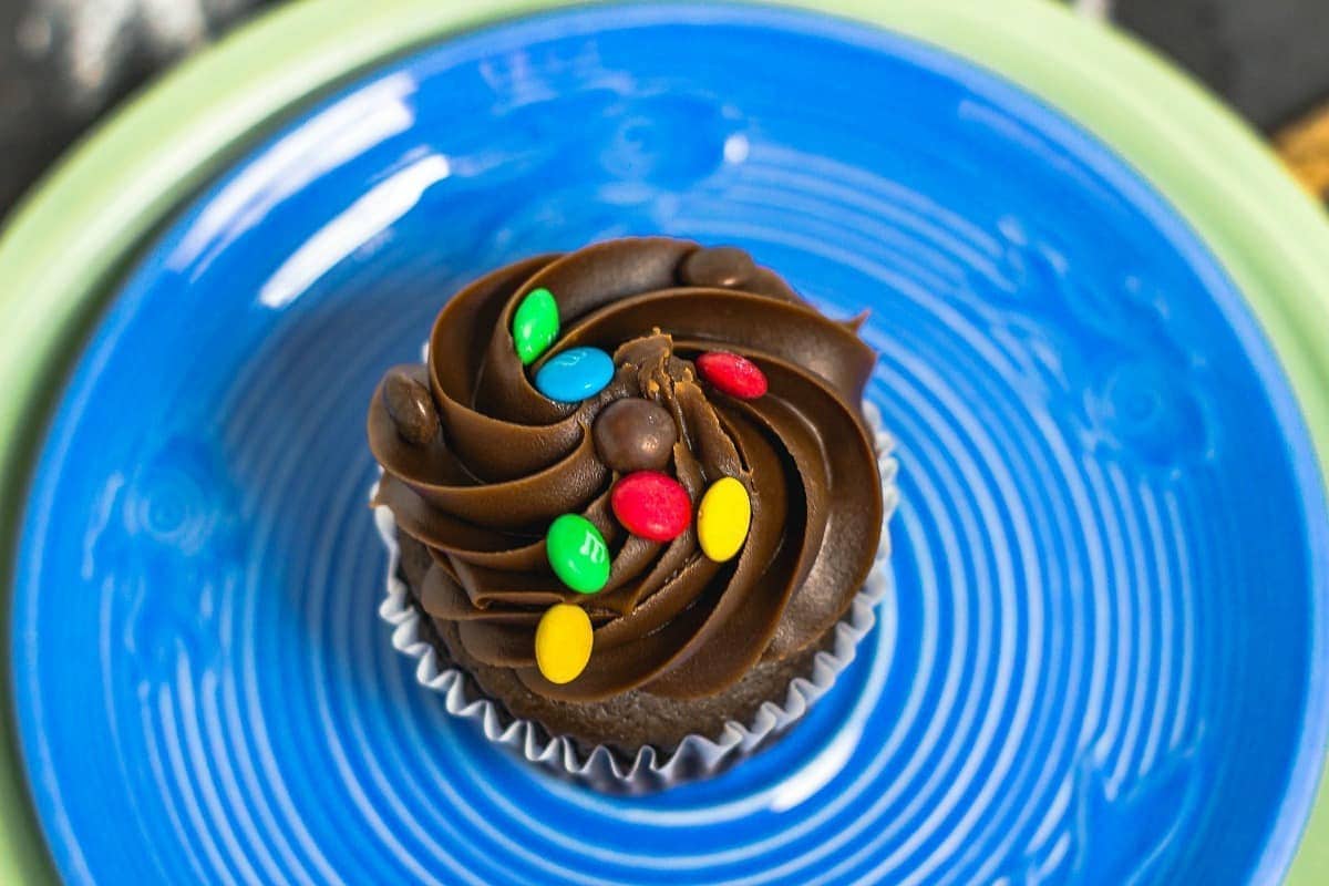 M&M Cupcakes overhead view close up