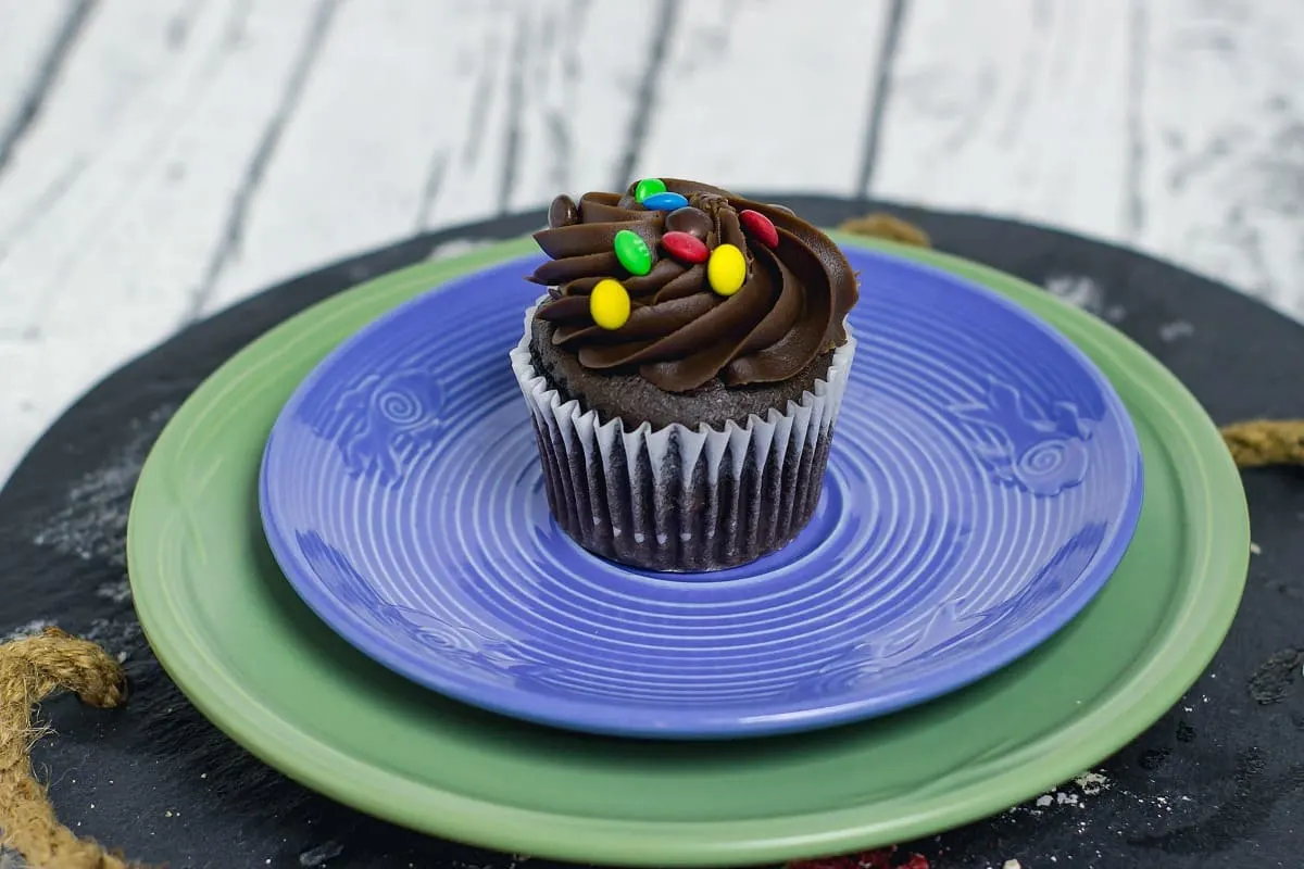 M&M Cupcakes wide view on plate