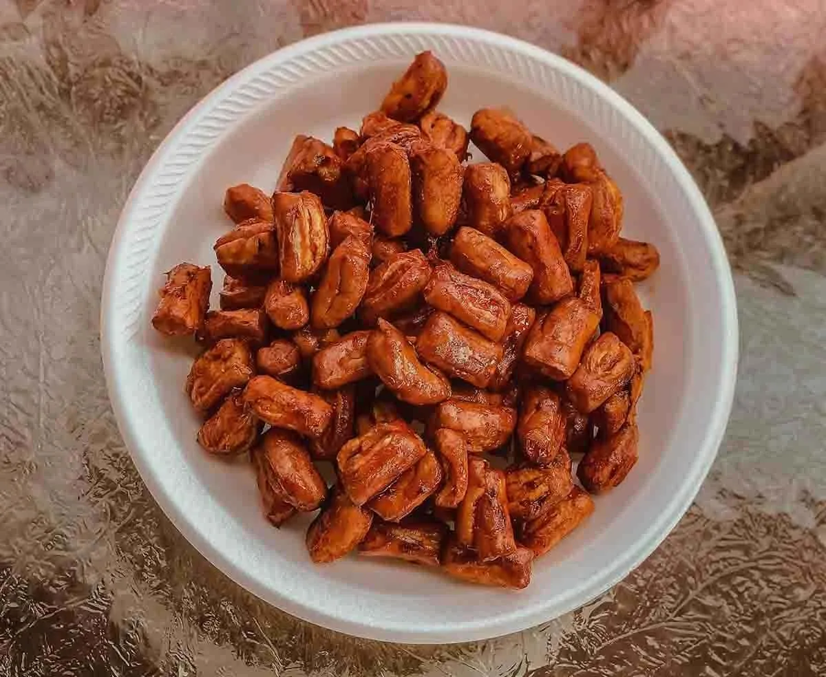 BBQ Pretzels On White Plate