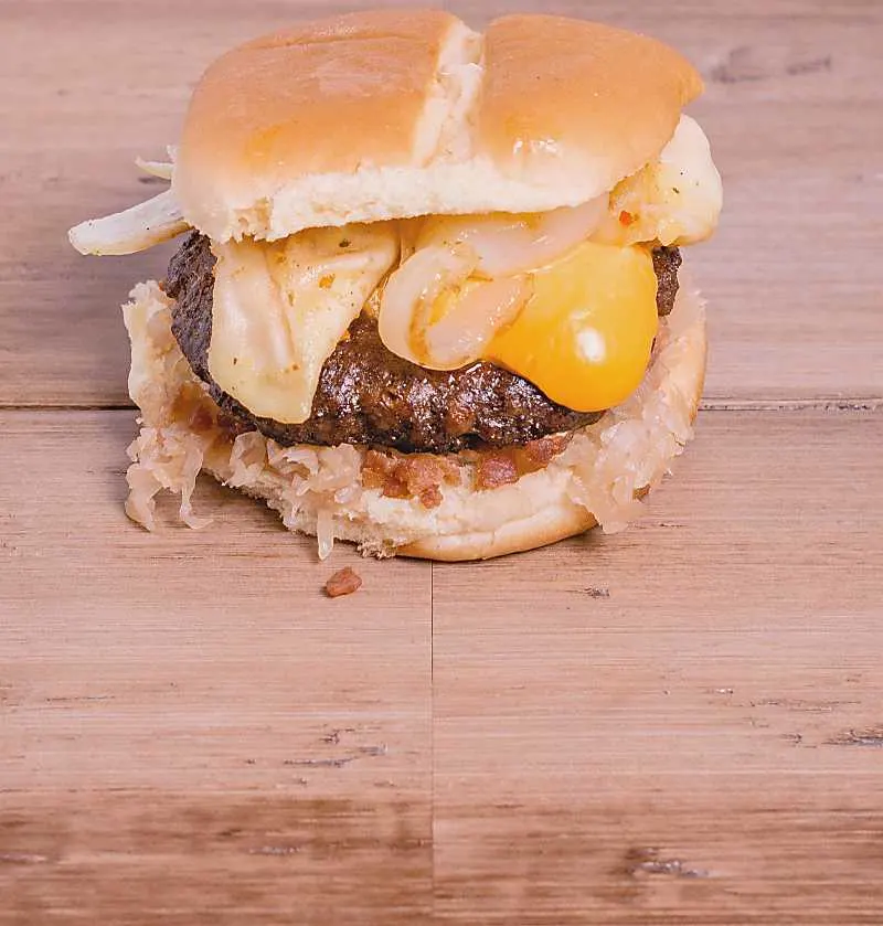 Pierogies on a burger