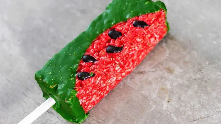 Watermelon Rice Krispy Pops {Fun Kid Recipe} Watermelon Rice Krispy Pops