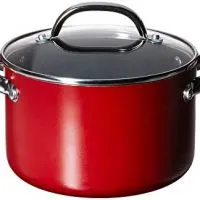 Farberware Buena Cocina Aluminum Nonstick Covered Soup Pot, 4-Quart, Red