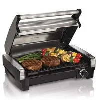 Hamilton Beach (25361) Electric Indoor Grill & Searing Grill with Removable Plates and Viewing Window, Silver