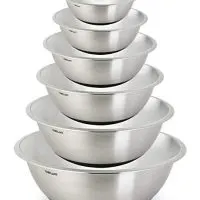 ChefLand Non Slip Stainless Steel Mixing Bowls 6-Piece Set With Silicone Base – Compact & Stackable Metal Whisking Bowls, Stylish Mirrored Exterior, Safe & Sturdy Design – Ideal For Cooking & Serving