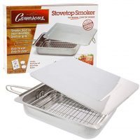 Stovetop Smoker - The Original (11” x 15” x 3.5”) Stainless Steel Smoking Box with Wood Chip Samples and Recipe Guide - Works Over Any Heat Source, Indoor or Outdoor