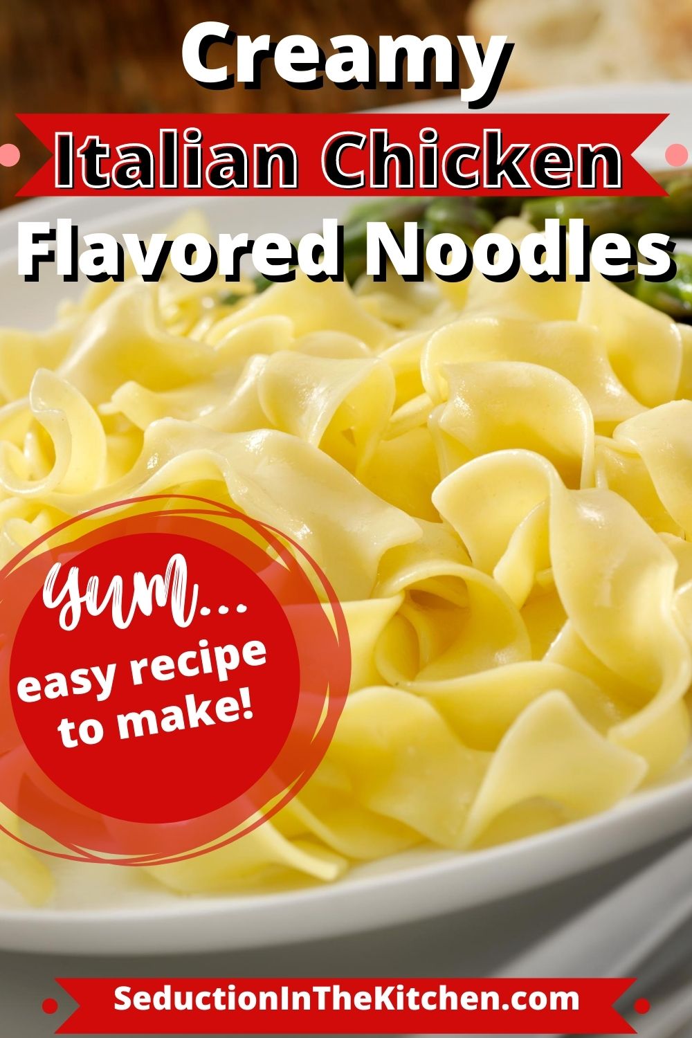 Creamy Italian Chicken Flavored Noodles {Easy Side Dish}