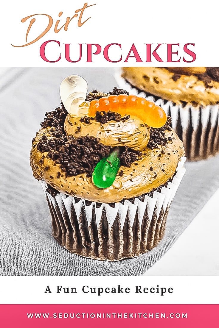 dirt with worms cupcake pin