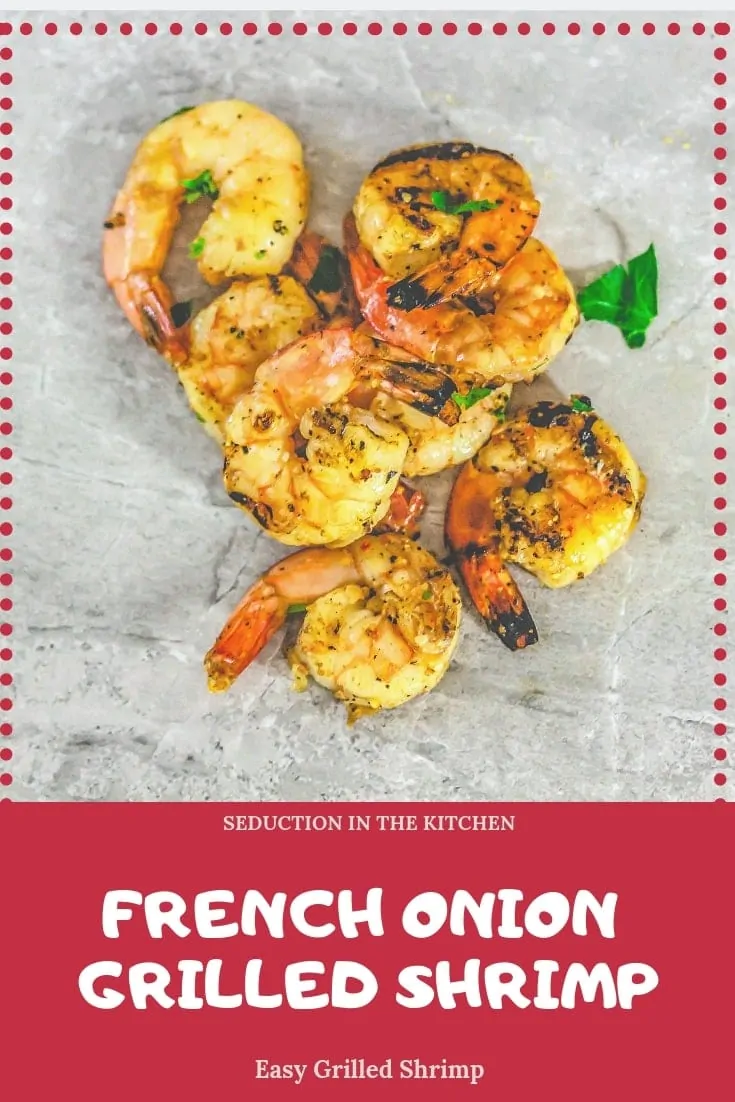 french onion grilled shrimp on grey background pin