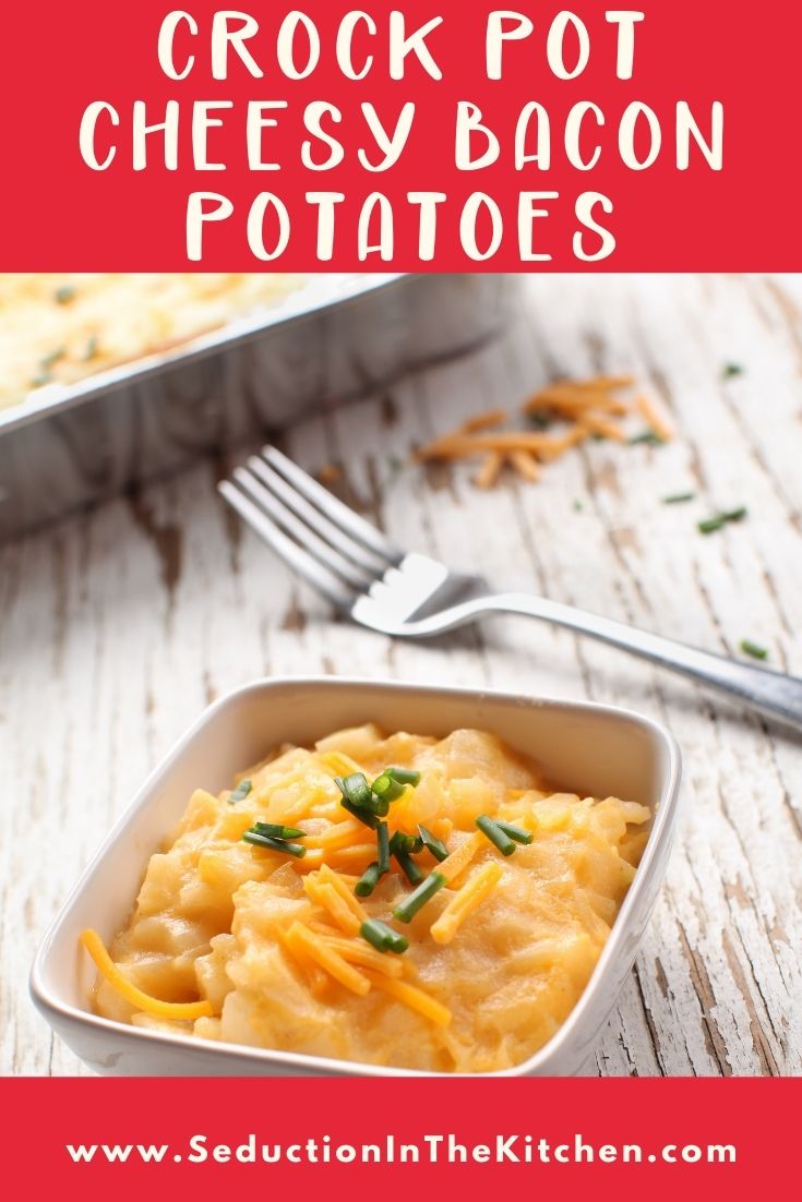 Crock Pot Cheesy Bacon Potatoes {Breakfast Potato Casserole}