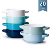 Sweese 108.003 Porcelain Bowls with Handles - 20 Ounce for Soup, Cereal, Stew, Chill, Set of 6, Cool Assorted Colors