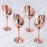 MyGift 14 oz Copper-Toned Stemmed Wine Glasses, Set of 4