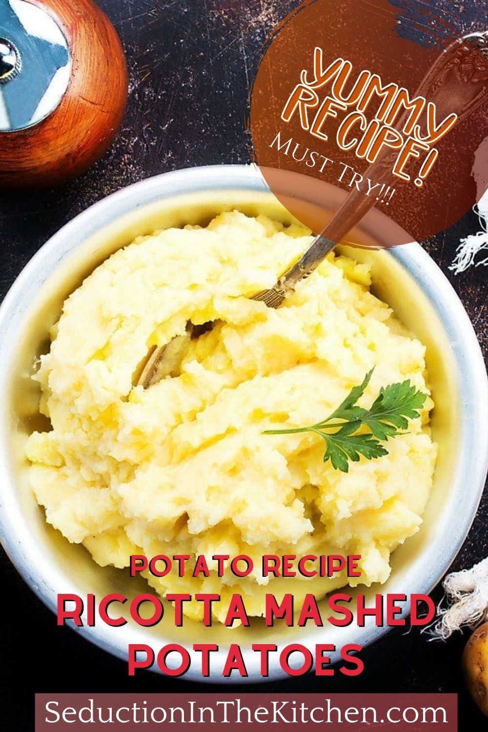 Simple Ricotta Mashed Potatoes {Garlic Ricotta Flavor}