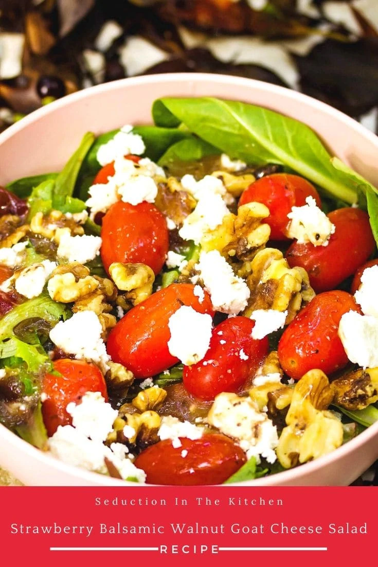 Strawberry Balsamic Walnut Goat Cheese Salad pin