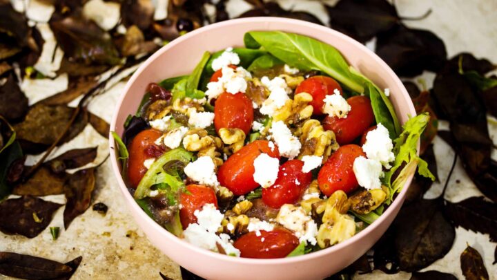 Strawberry Balsamic Walnut Goat Cheese Salad scaled