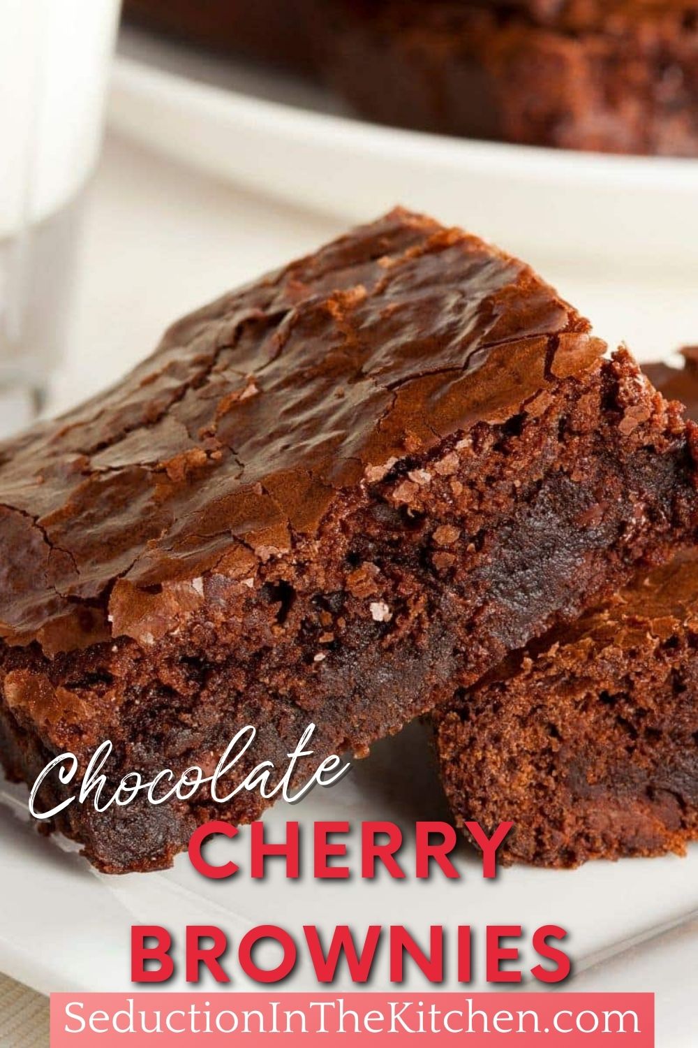 One Bowl Chocolate Cherry Brownies {Easy Moist Brownie Recipe}