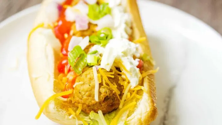 Taco Meatball Sub {Easy Frozen Meatballs Recipe} Taco Meatball Sub scaled