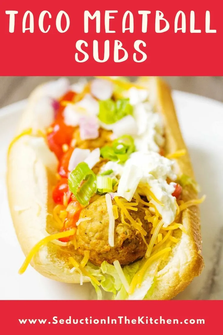 Taco Meatball Sub {Easy Frozen Meatballs Recipe} taco meatball sub title