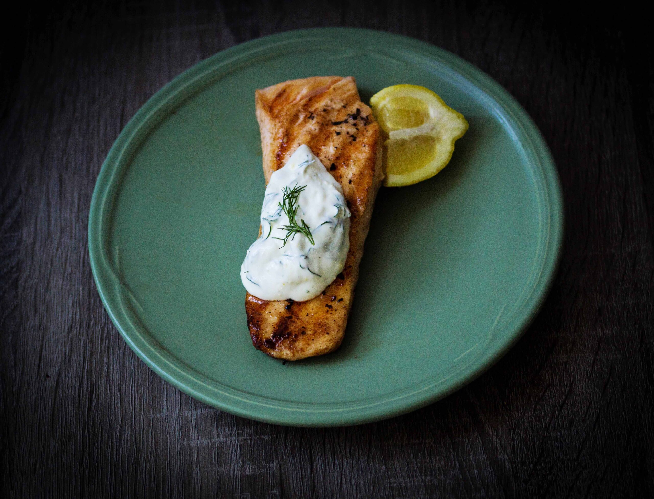 Grilled Salmon Withy Dill Crema scaled